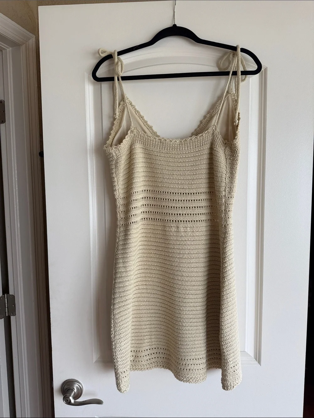 Lulu's Cream Crochet Button-Front Mini Dress - Picture 2 of 3
